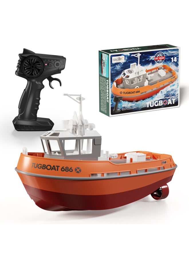 TX686 Remote Control Boat 1:72 Full-scale Simulation Tugboat 686 Dual-motor Port Operation Small Tugboat RC Model-Color: Tugboat-Specifications:1:72