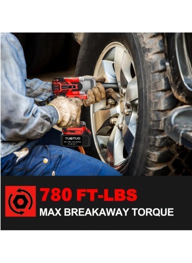 TUOTUO Upgraded Fast-Charging Impact Wrench Set – The Power Source! TUOTUO Power Tools, 98V Brushless Lithium-ion Impact Wrench, High Torque Performance, Equipped with Two 4.0Ah Batteries and a Full Set of Accessories+31-piece ratchet wrench and socket tool set, 14-inch drive screwdriver repair kit, combination socket wrench drive socket set with storage box, suitable for home car and motorcycle repair projects. - Image 5