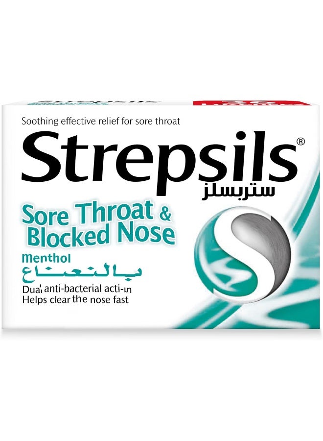Strepsils Menthol Sore Throat And Blocked Nose Dual Anti-Bacterial Action Fast Effective Relief From Sore Throats 36 Lozenges - Image 1