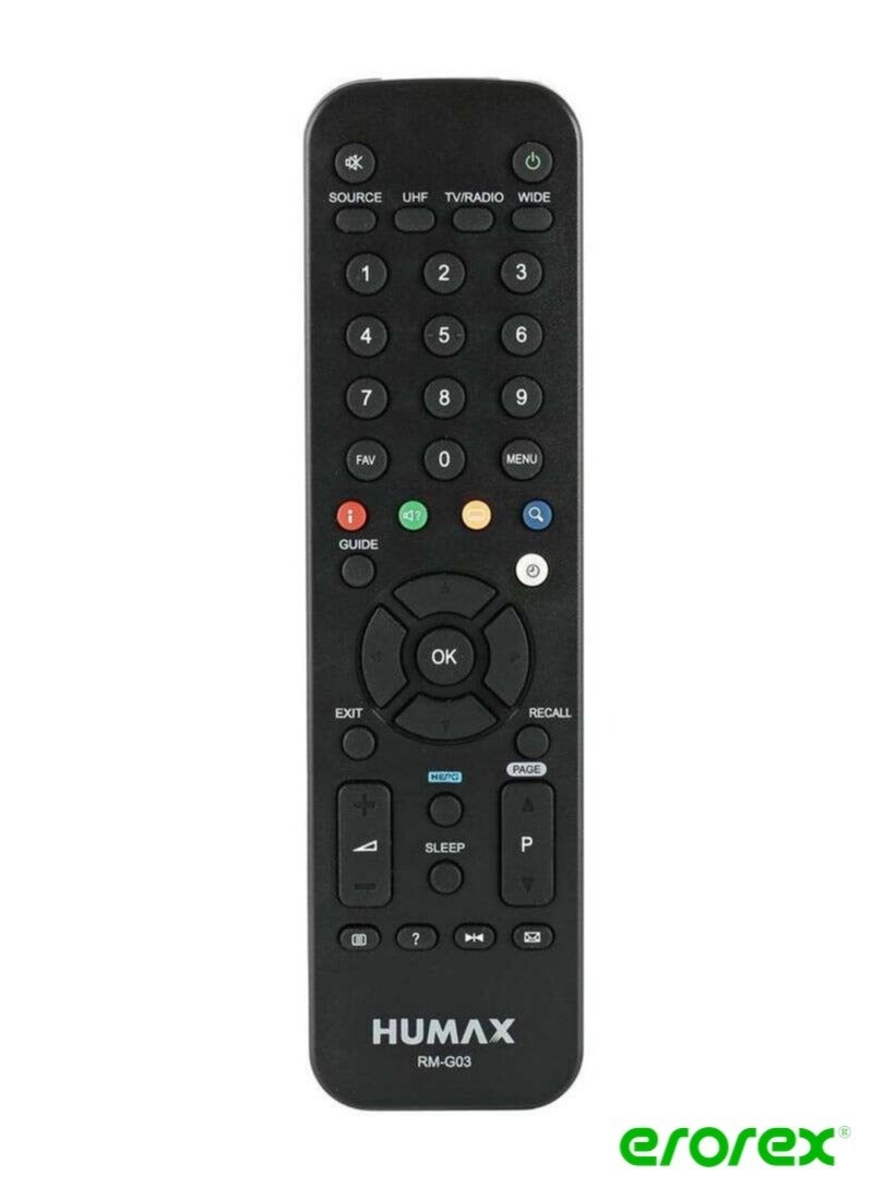 erorex Humax Receiver TV Remote Control Black  - Image 1