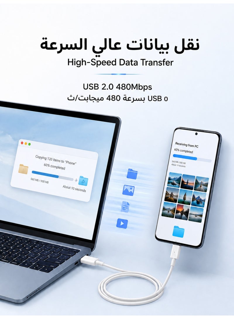 ZapLin 60W USB C to C Cable 2M Super Fast Charging for iPhone 17/16/15 Series iPad MacBook Samsung Galaxy Huawei Xiaomi OPPO OnePlus - Image 3