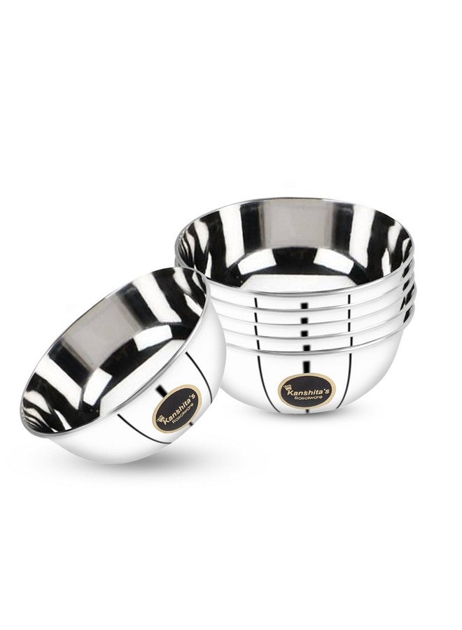 Kanshita's Rasoiware Stainless Steel Heavy Gauge Dal/Sabji Katori Wati Set with Mirror Finish 220 ML Set of 6 - Image 4