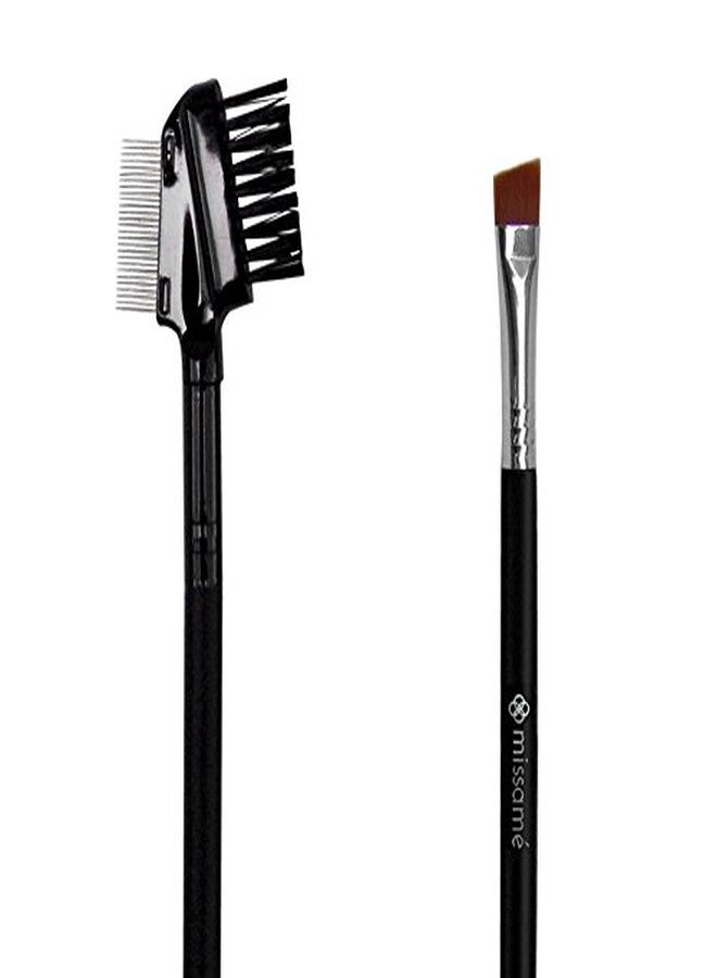 Missamé Metal Teeth Eyelash Comb and Duo End Angled Eyebrow Brush with Spoolie, Best To Define Mascara, Eye Brow Powder Makeup and Lash Extension - Image 2