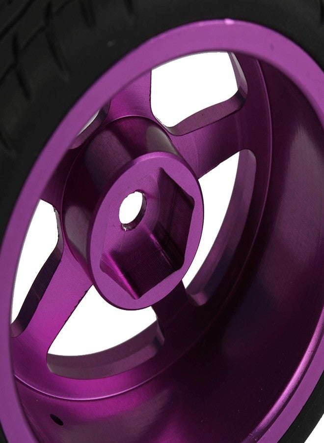 Mxfans RC 1:10 On-Road Racing Car Plastic Drift Tires with Purple Aluminum Alloy 5-Spoke Wheel Rim Set of 4 - Image 5