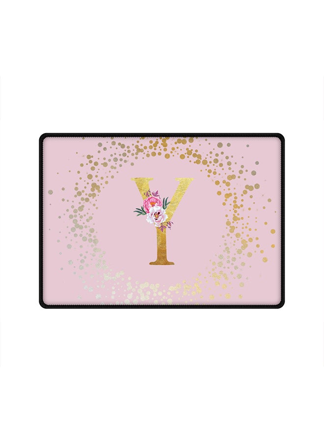 Stylizedd Designer Gaming Mouse Pad  Anti-Skid Mousepad Large Keyboard Mouse Pad Desk Mat Custom Monogram Initial Letter Floral Pattern Alphabet - Y  (Pink) - Image 1