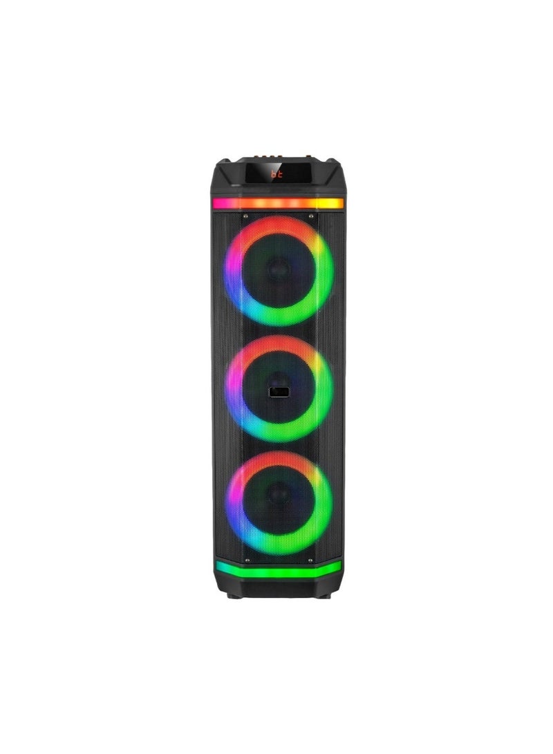 دي إل سي  مكبر صوت بلوتوث محمول للحفلات بقوة 20 واط مع إضاءة RGB وميكروفون كاريوكي ودعم USB وTF وAUX - Image 1