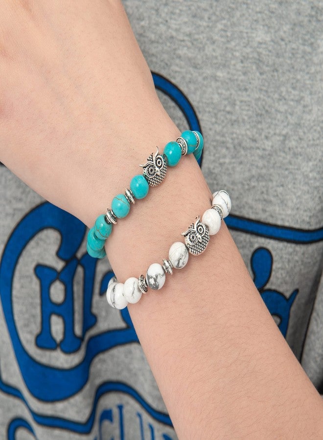 Softones Owl Gifts Owl Bracelets Healing Crystals Bracelet for Women Men Spiritual Energy Beaded Bracelet Set Gifts - Image 2