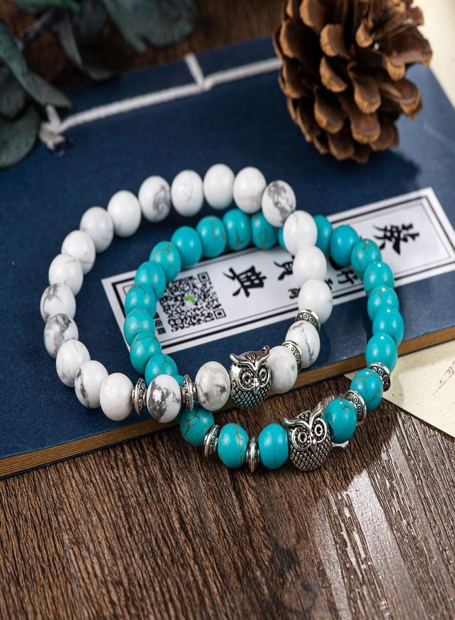 Softones Owl Gifts Owl Bracelets Healing Crystals Bracelet for Women Men Spiritual Energy Beaded Bracelet Set Gifts - Image 3