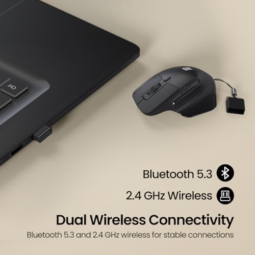 Portronics Toad Mino Rechargeable Bluetooth Mouse with Small Compact Size, Dual Wireless (Bluetooth + 2.4 GHz), Multi-Device Pair, Adjustable Sensitivity, for Laptop, PC, Tablet, Smartphone (Black) - Image 3
