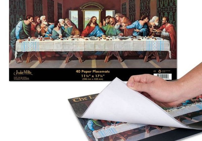 Last Supper Disposable Placemats Bulk Printed Paper Placemats for Dining Table or Kitchen Table AntiSkid Disposable Table Mat Set of 40