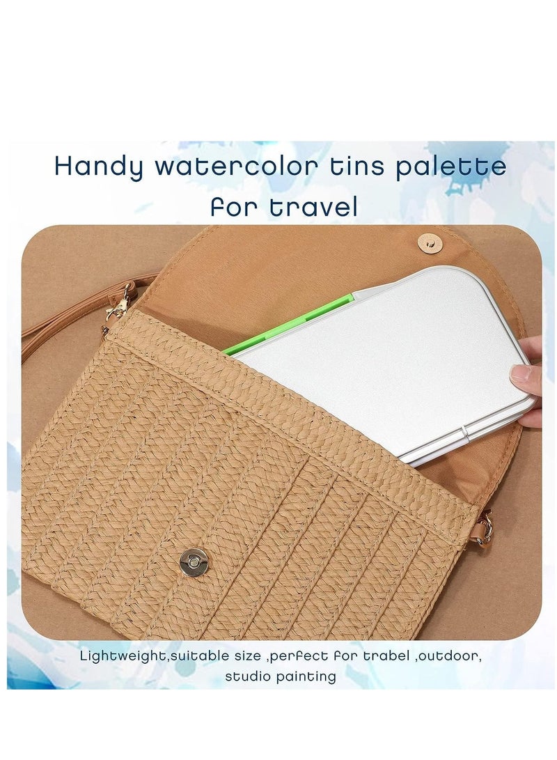 KASTWAVE 2 Pcs Airtight Folding Watercolor Palette with 18 Wells and 2 Mixing Areas Plastic Paint Palette with Lid Gouache Palette Paint Pallet Fold Paint Tray for Artist Painter Painting Travel - Image 5