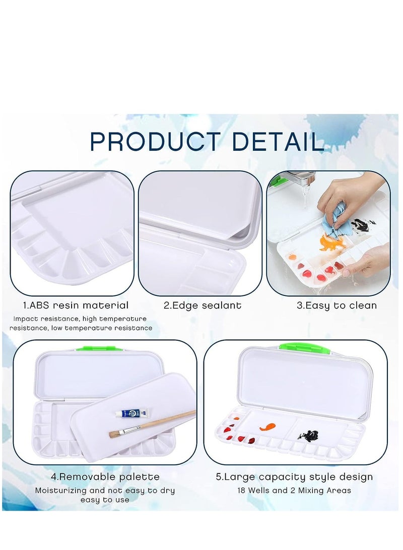 KASTWAVE 2 Pcs Airtight Folding Watercolor Palette with 18 Wells and 2 Mixing Areas Plastic Paint Palette with Lid Gouache Palette Paint Pallet Fold Paint Tray for Artist Painter Painting Travel - Image 2