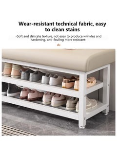 Sharpdo Home 2 In-1 Shoe Changing Stool and Shoe Rack, High Elastic Sponge Sofa Stool, 2-Layer Storage Shoe Rack  - Image 3