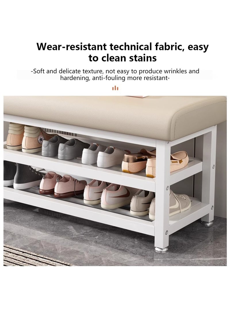 Sharpdo - Home 2 In-1 Shoe Changing Stool and Shoe Rack, High Elastic Sponge Sofa Stool, 2-Layer Storage Shoe Rack - Image 1