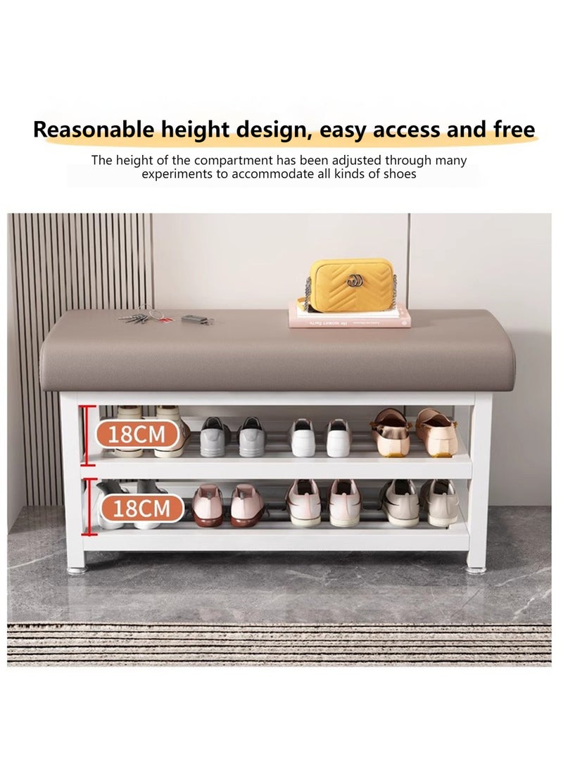 Sharpdo - Home 2 In-1 Shoe Changing Stool and Shoe Rack, High Elastic Sponge Sofa Stool, 2-Layer Storage Shoe Rack - Image 1