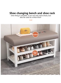 Sharpdo Home 2 In-1 Shoe Changing Stool and Shoe Rack, High Elastic Sponge Sofa Stool, 2-Layer Storage Shoe Rack  - Image 4