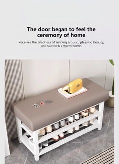 Sharpdo Home 2 In-1 Shoe Changing Stool and Shoe Rack, High Elastic Sponge Sofa Stool, 2-Layer Storage Shoe Rack  - Image 2