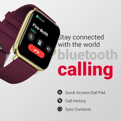 Fire-Boltt Ninja Call Pro Plus Bluetooth Calling Smart Watch, 1.83″ HD Display, AI Voice Assistant, 120+ Sports Modes, IP67 Waterproof, SpO2 & Heart Rate Monitor Smartwatch for Men & Women - Wine - Image 4