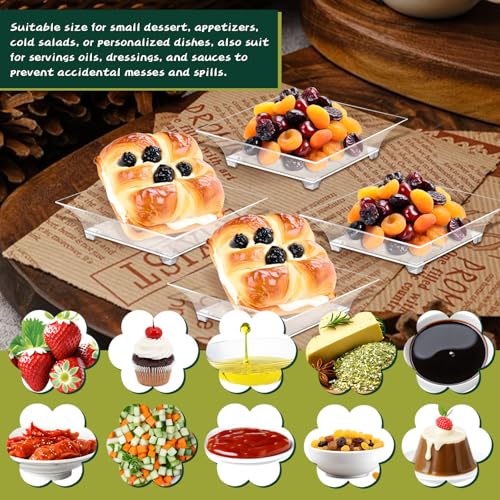 GothaBach 200 Pcs Mini Dessert Plates, Clear Disposable Plastic Tray, Mini Plastic Dish for Sauce, Dessert, Fruit or Appetizer(2.4'') - Image 4
