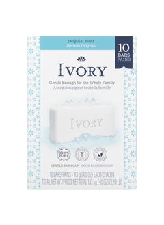 Ivory Ivory Gentle Bath Bar Soap Safe for Entire Family Free of Dyes and Heavy Perfumes Original Scent 4 oz 10 Count 