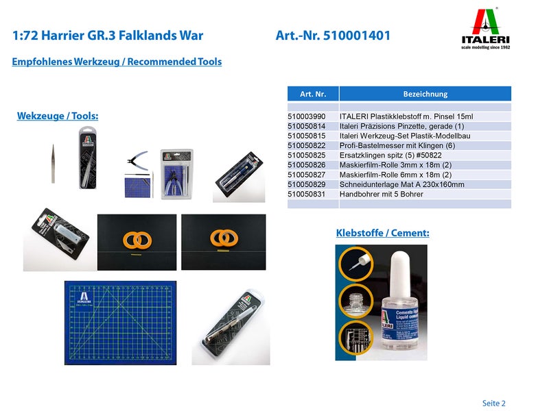 Italeri 1401S 1:72 - Harrier Gr.3 (Falklands), Multi-Color (1401) - Image 3