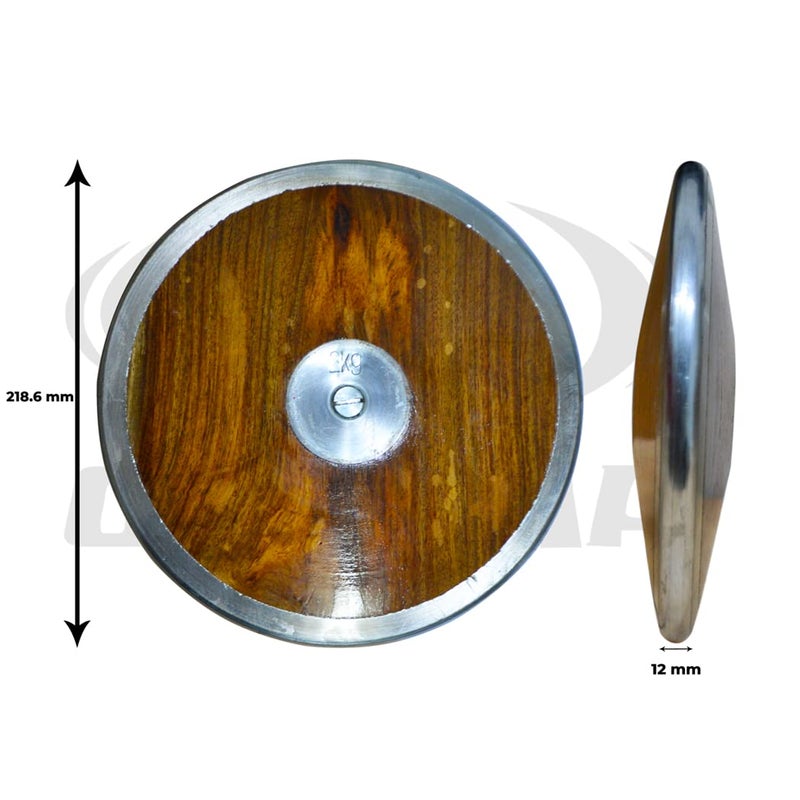 Cougar Practice Wooden Competition Practice Discus Throw for Men/Women with Steel Rim, 2 KG - Image 1