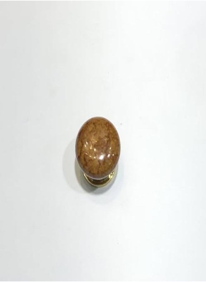 Generic - Kitchen And Cabinet Handle Button, Light Brown Veined In Dark Brown, Brass Material, Brass Made In Taiwan, Small Button - Image 1