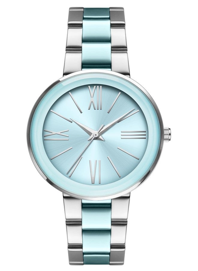 Bisley 36MM Women Watch Stainless Steel Bracelet Watch Easy to Read, Blue/silver, Casual watch - Image 1