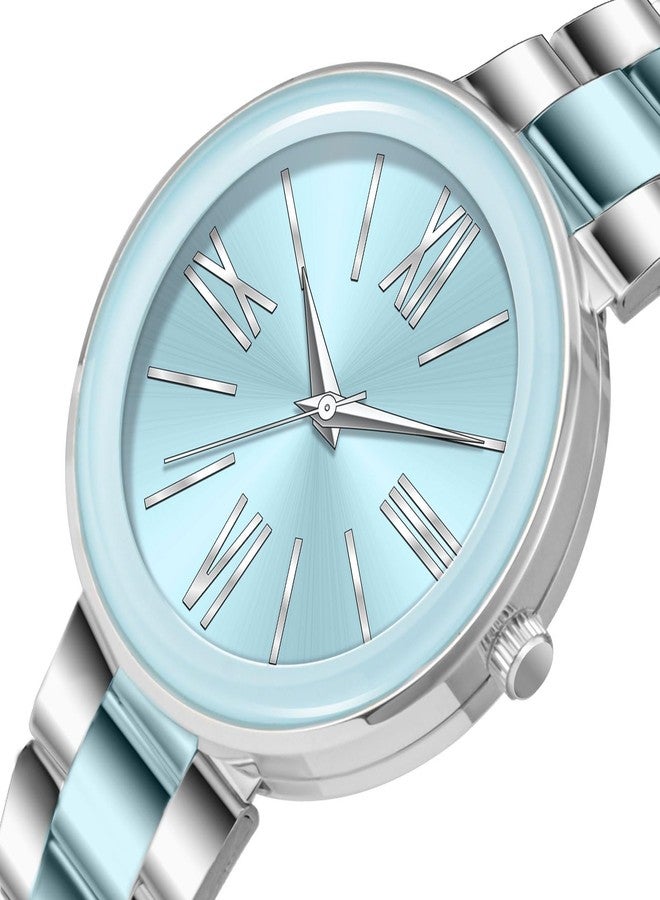 Bisley 36MM Women Watch Stainless Steel Bracelet Watch Easy to Read, Blue/silver, Casual watch - Image 3
