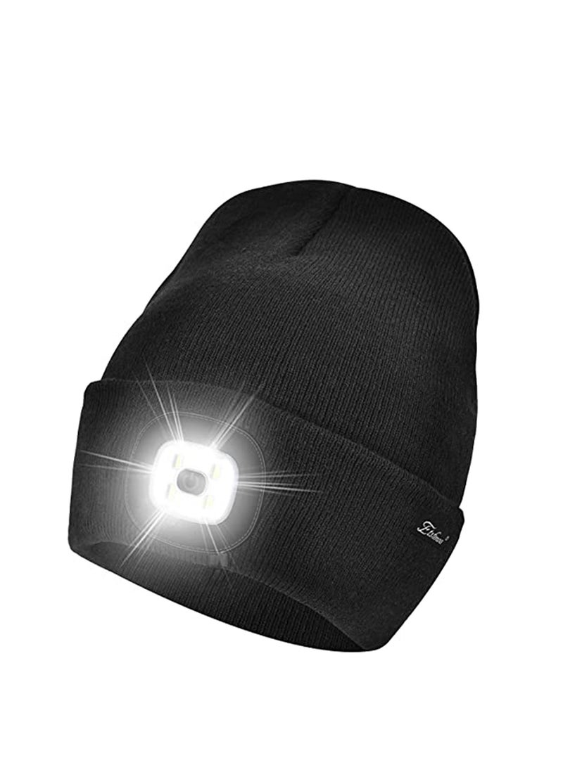 Y&D Winter Warme LED Beanie Hat with Light, Gifts for Men Dad Him and Women USB Rechargeable Knit Lighted Headlight Headlamp Cap - Image 1