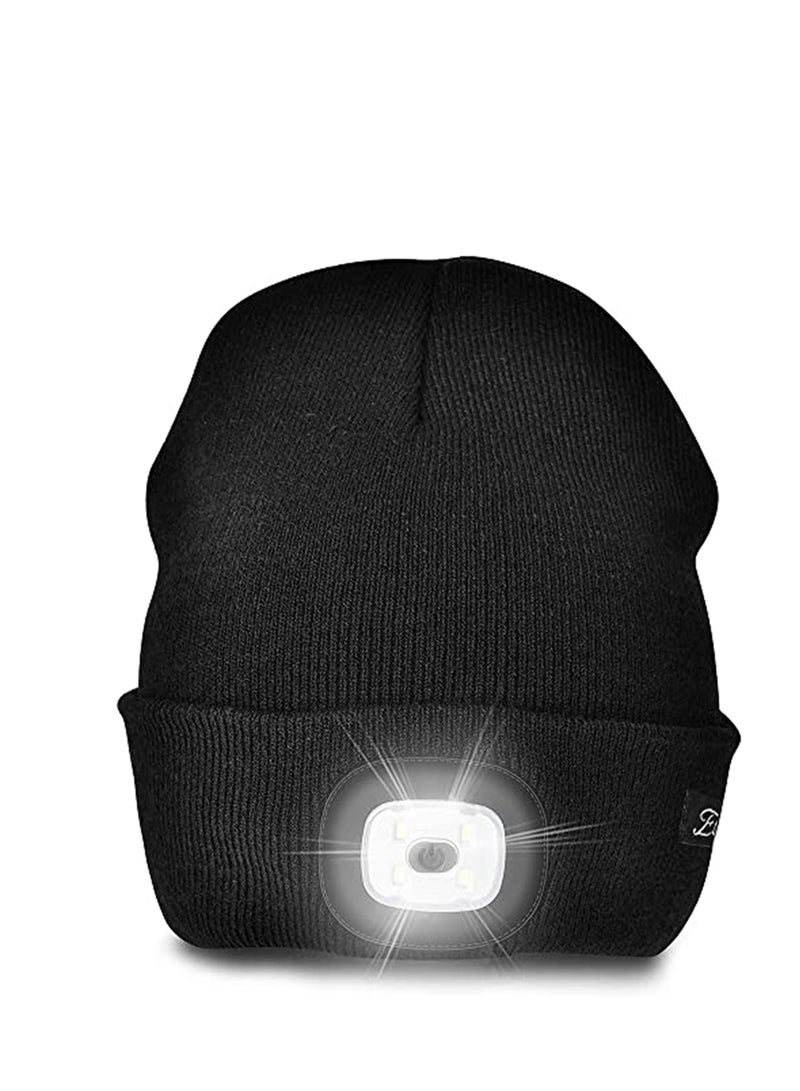 Y&D Winter Warme LED Beanie Hat with Light, Gifts for Men Dad Him and Women USB Rechargeable Knit Lighted Headlight Headlamp Cap - Image 5