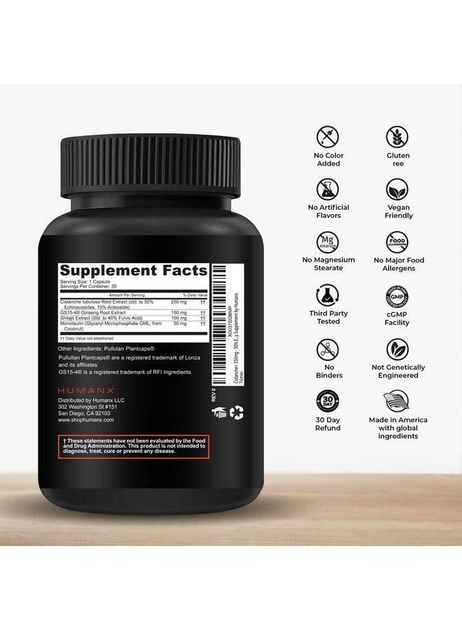 Humanx Cistanche+ 550MG (Cistanche Tubulosa Extract Powder For Men) USA Made - Easy to Swallow Capsules - Powerful Supplement to Support Athletic Performance, Strength, & Vitality - Image 2