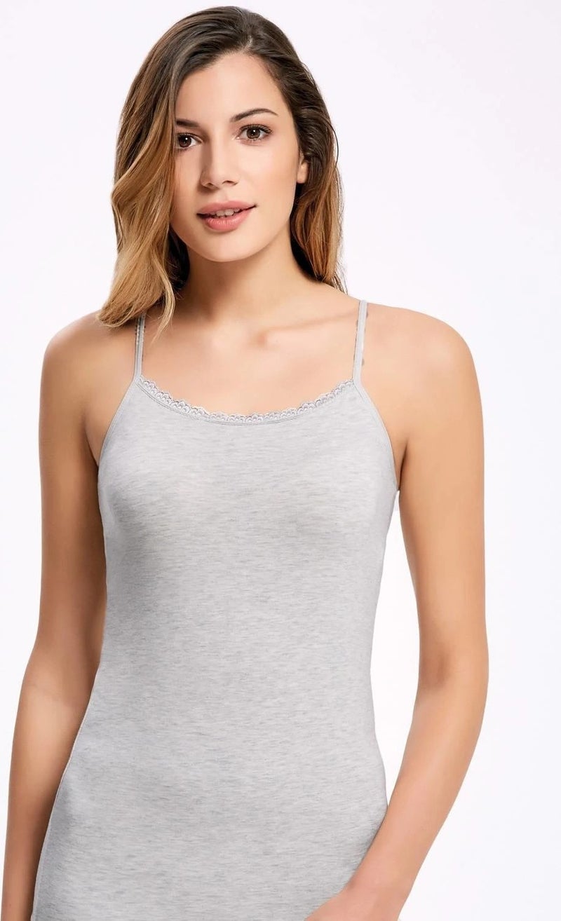 İlke İç Giyim Melange Lace Rope Strap Women's Undershirt 10 Pieces 