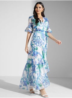 Hope & Ivy Floral Tie Detail Wrap Dress  - Image 4
