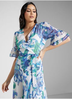 Hope & Ivy Floral Tie Detail Wrap Dress  - Image 3