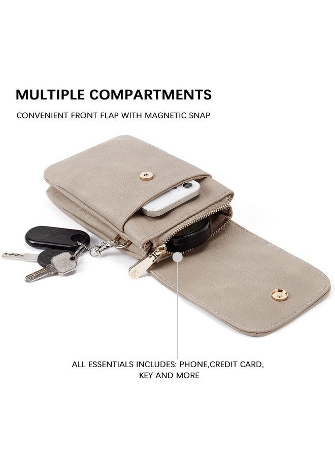 Bostanten Leather Small Crossbody Bags For Women Designer Cell Phone Bag Wallet Purses Adjustable Strap Retro Grey - Image 3