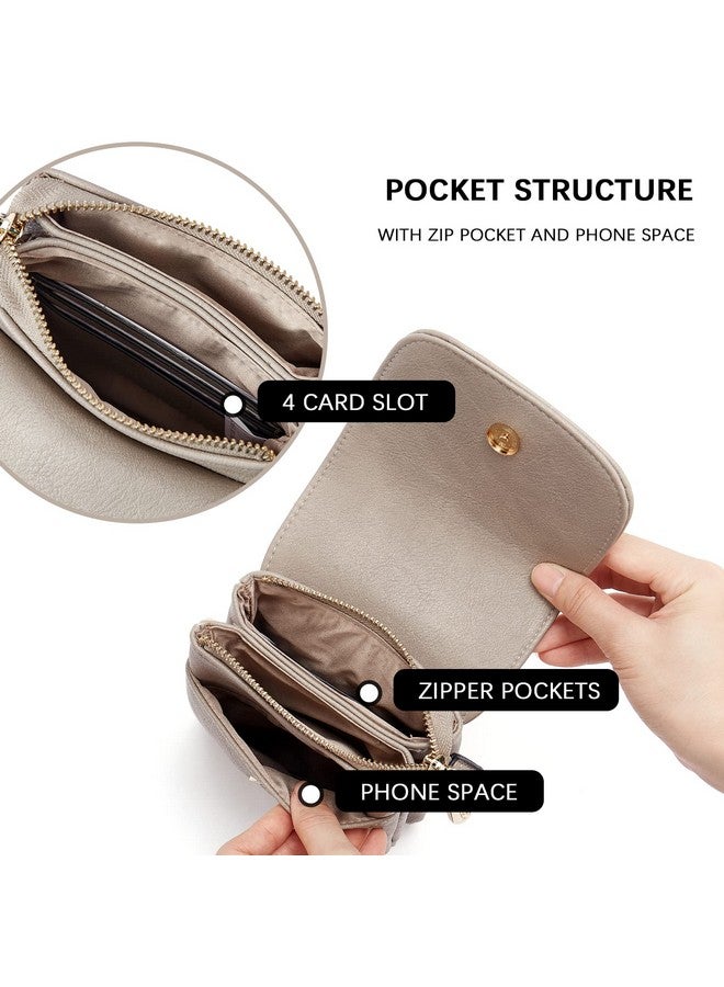 Bostanten Leather Small Crossbody Bags For Women Designer Cell Phone Bag Wallet Purses Adjustable Strap Retro Grey - Image 2