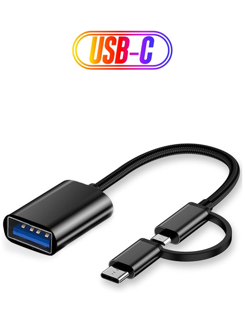 ELTRAZONE 2-in-1 USB C/Micro to USB Adapter, USB C to USB, OTG Adapter Cable, USB C to A Male to Female Adapter, Compatible with MacBook 2019 2018 2017 - Image 1