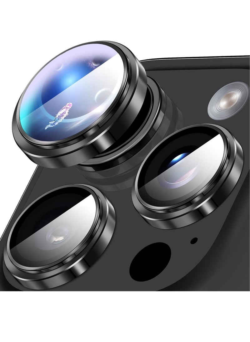 Raxoom Camera Lens Protector for iPhone 16 Pro/16 Pro Max â€“ HD Tempered Glass with Aluminum Ring (Black) - Image 1