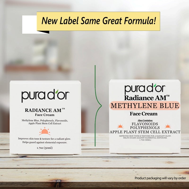 PURA D'OR 1.7 Oz Radiant Glow AM Face Cream - Methylene Blue, Polyphenols, Flavonoids, Apple Stem Cell Extract - Aloe Vera Base Anti-Aging Morning Moisturizer - Daily Facial Treatment For Women & Men - Image 2