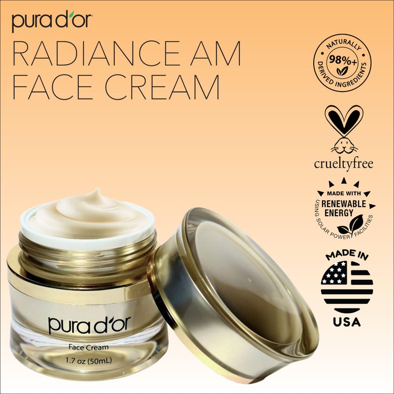 PURA D'OR 1.7 Oz Radiant Glow AM Face Cream - Methylene Blue, Polyphenols, Flavonoids, Apple Stem Cell Extract - Aloe Vera Base Anti-Aging Morning Moisturizer - Daily Facial Treatment For Women & Men - Image 5