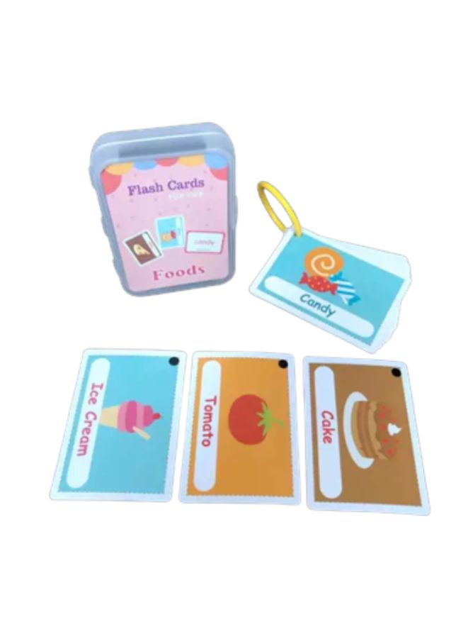 Educational Flash Cards Pocket Card Preschool Teaching Cards for kids, 30 Cards, Foods - Image 1