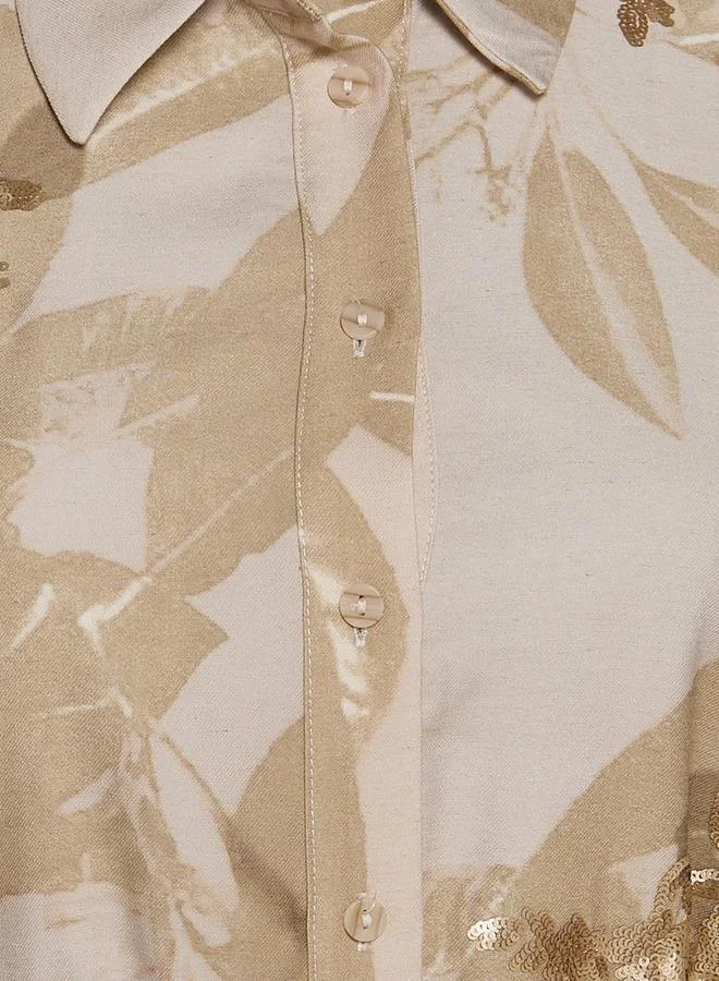 ايكونيك Iconic Printed Women Shirt Dress with Tie-Up Belt