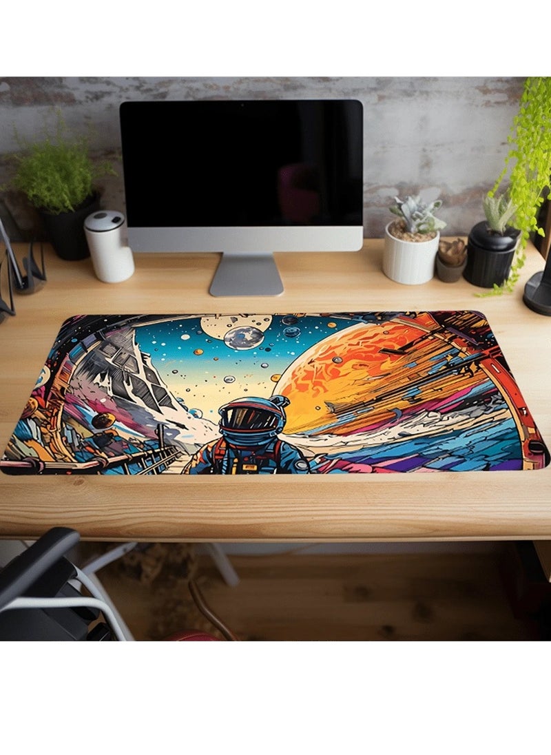 ماركة غير محددة - ماوس باد بتصميم رجل الفضاء والكواكب مقاس 90 * 40 سم - Image 1