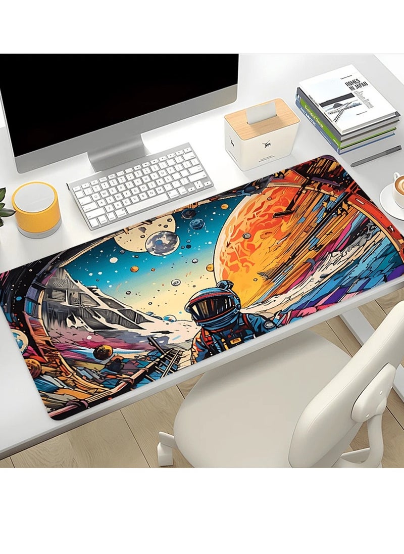 ماركة غير محددة - ماوس باد بتصميم رجل الفضاء والكواكب مقاس 90 * 40 سم - Image 1