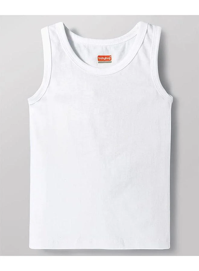 Babyhug Babyhug 100% Organic Cotton Knit Sleeveless Solid Vests (Pack of 3) - White