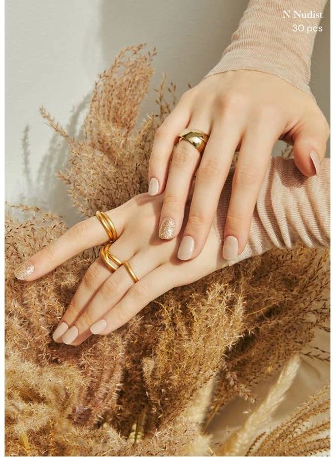 Ohora Semi Cured Gel Nail Strips (N Nudist) Works With Any Lamps, Salon Quality, Long Lasting, Easy To Apply & Remove Includes 2 Prep Pads, File Wooden Stick Beige - Image 4