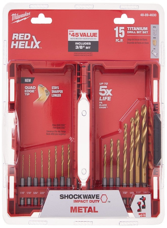 ميلواكي مجموعة ميلووكي 48-89-4630 TiN Shockwave (15 قطعة من التيتانيوم) - Image 4