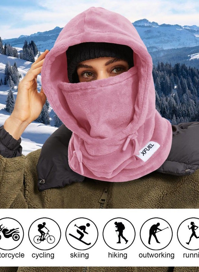 XFUEL Balaclava Ski Mask, Winter Thermal Hood Neck Warmer, Plush Lined, Windproof, Dark Pink, One size - Image 4