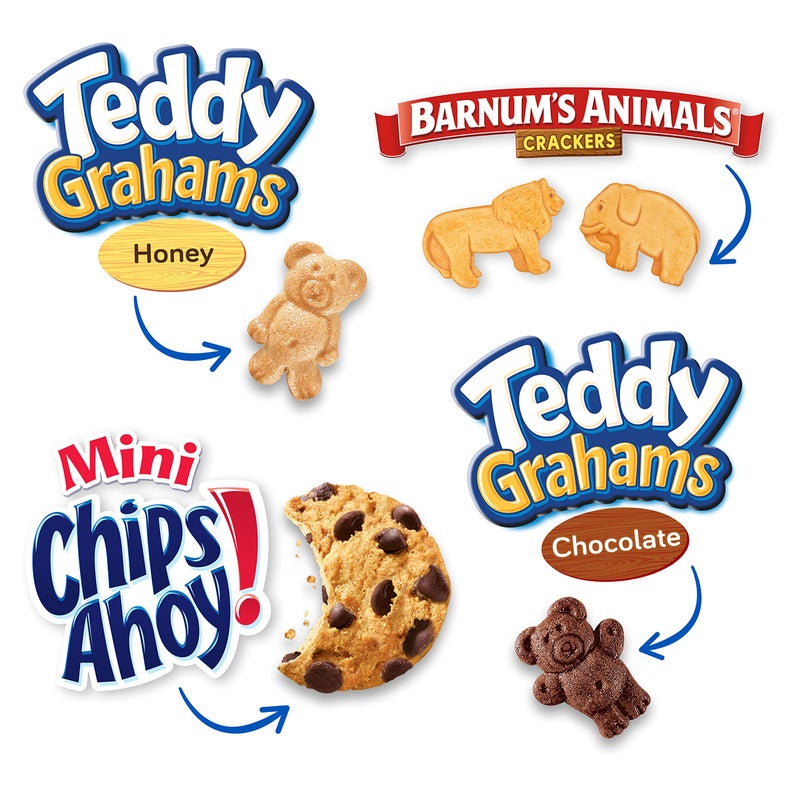 Nabisco Fun Shapes Variety Pack, Barnum's Animal Crackers, Teddy Grahams and CHIPS AHOY! Cookies, 20 Snack Packs - Image 3